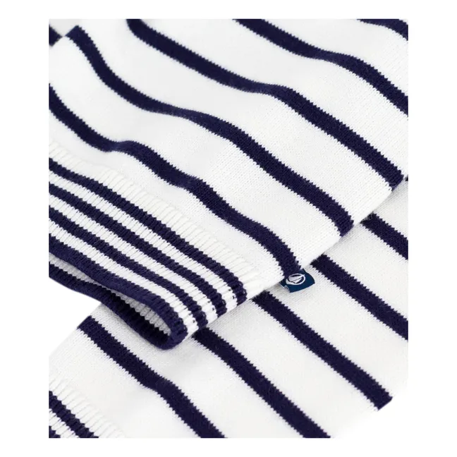 Organic cotton striped crewneck sweater | White
