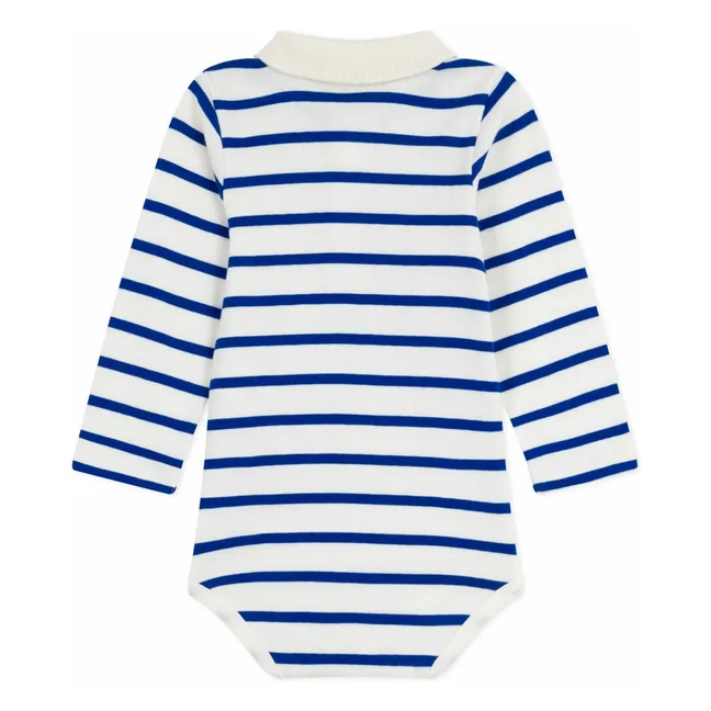 Body Col Polo Rayé Coton Bio | Ecru