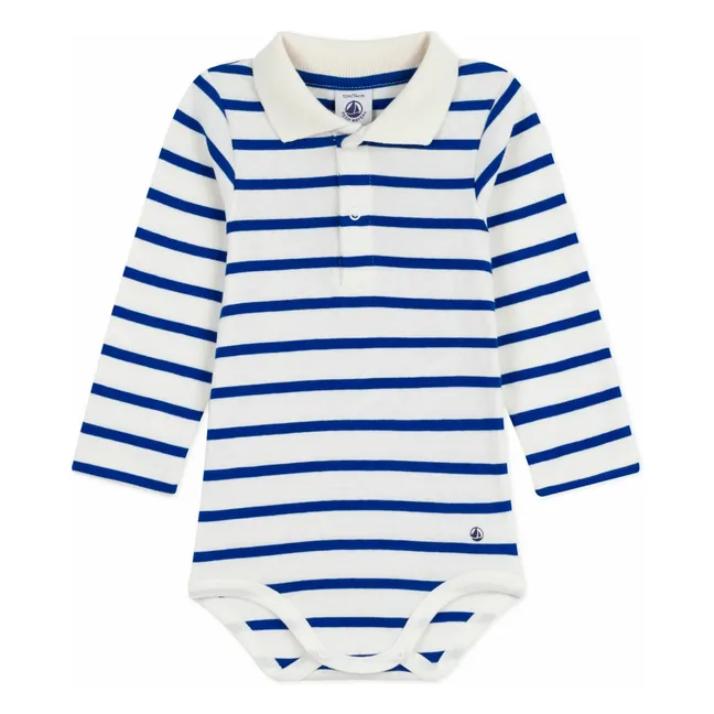 Body Col Polo Rayé Coton Bio | Ecru