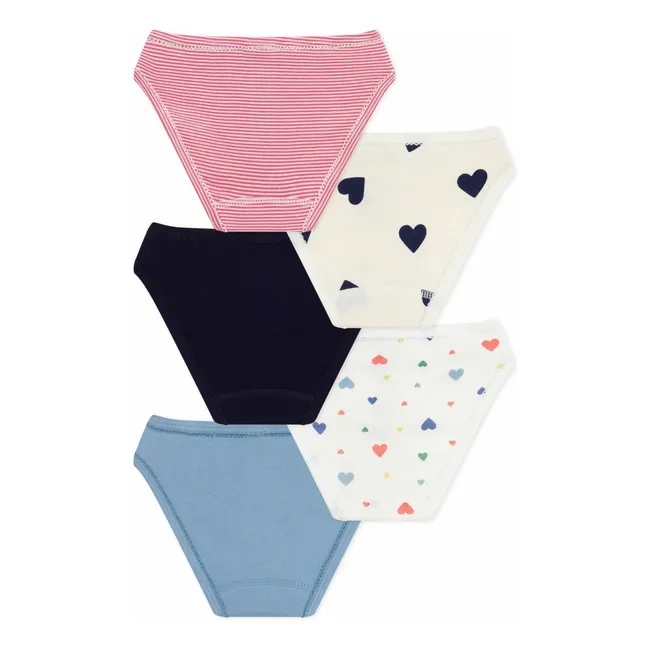 5er-Set Herz-Slips aus Bio-Baumwolle | Weiß