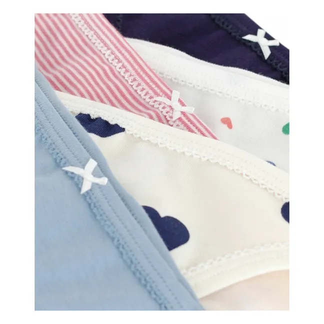 Set of 5 Organic Cotton Heart Panties | White