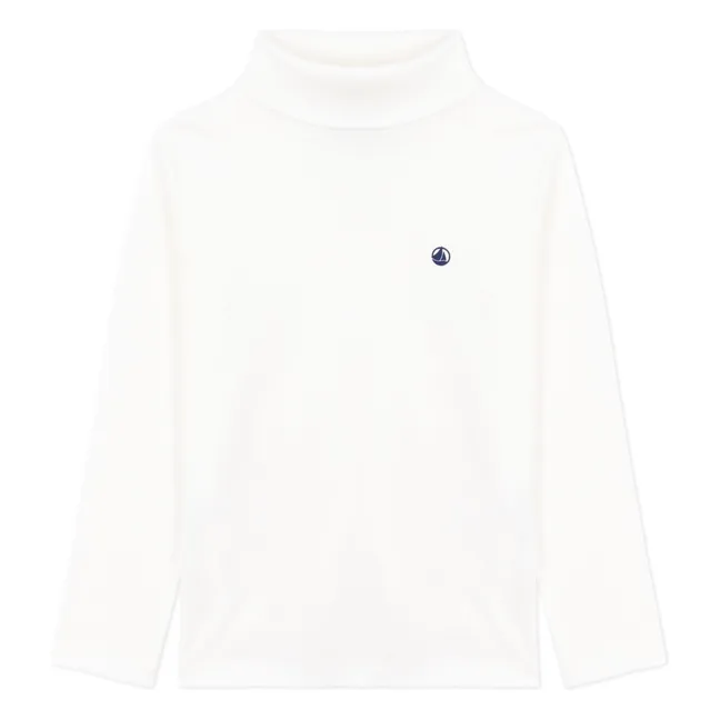 Col Roulé Logo Coton Bio | Blanc