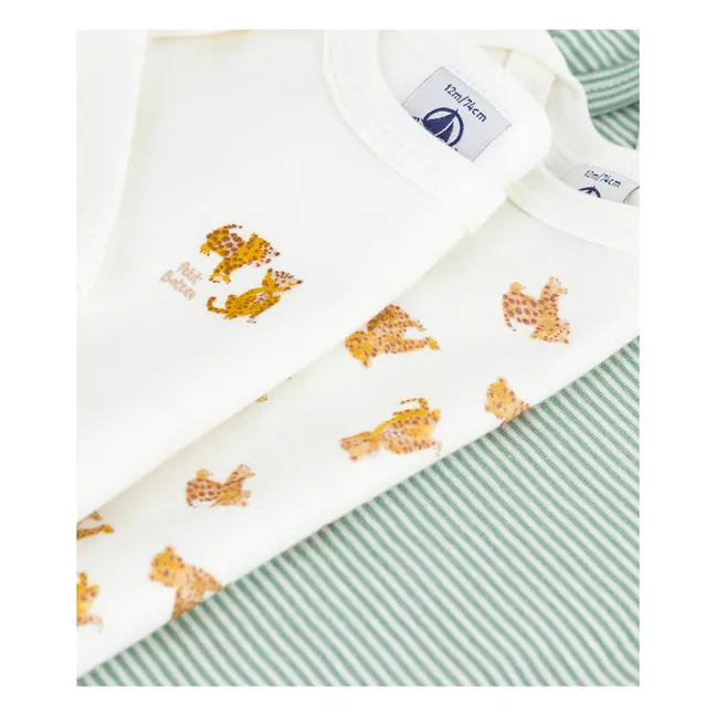 Lot 3 Bodies Guépards Coton Bio | Blanc