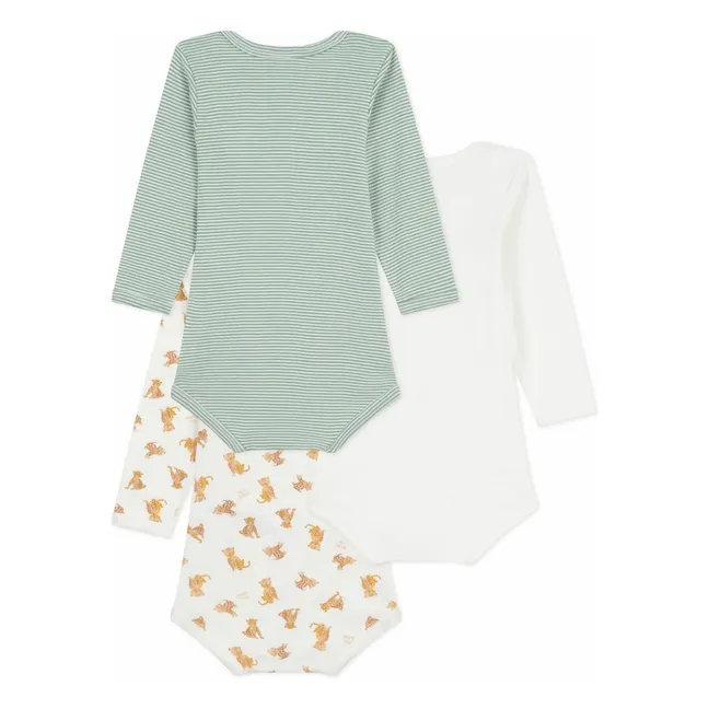 Lot 3 Bodies Guépards Coton Bio | Blanc