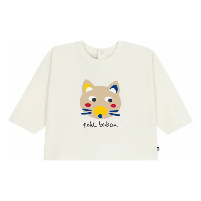 T-shirt Chat Coton Bio | Ecru