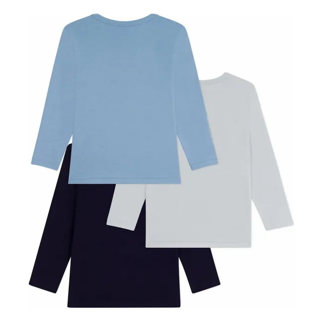 Lot 3 T-shirts Unis Coton Bio | Bleu