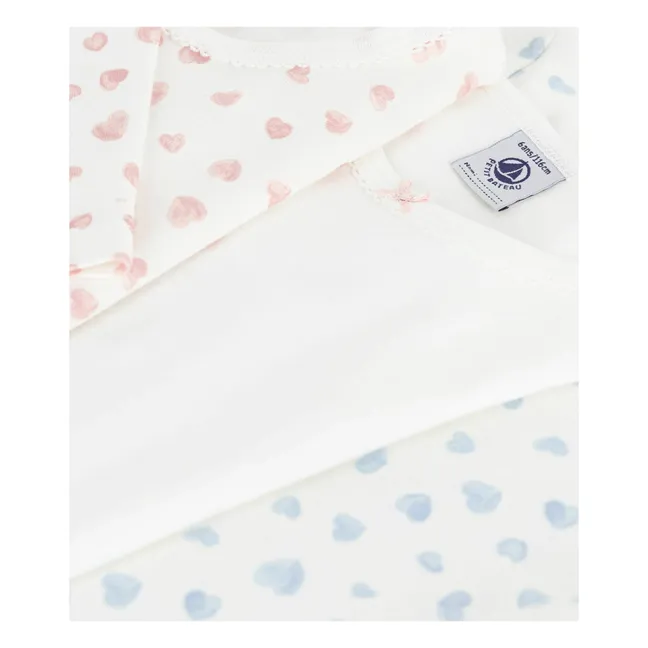 Lot 3 T-shirts Cœurs Coton Bio | Blanc