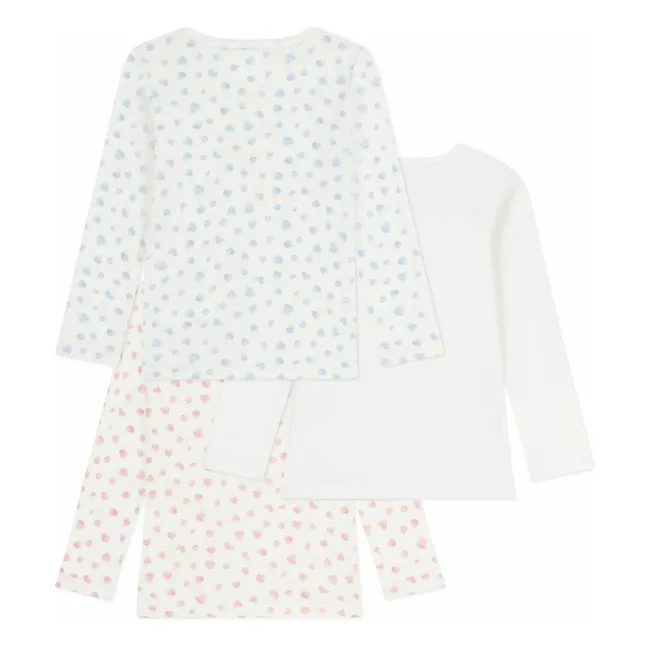 Lot 3 T-shirts Cœurs Coton Bio | Blanc