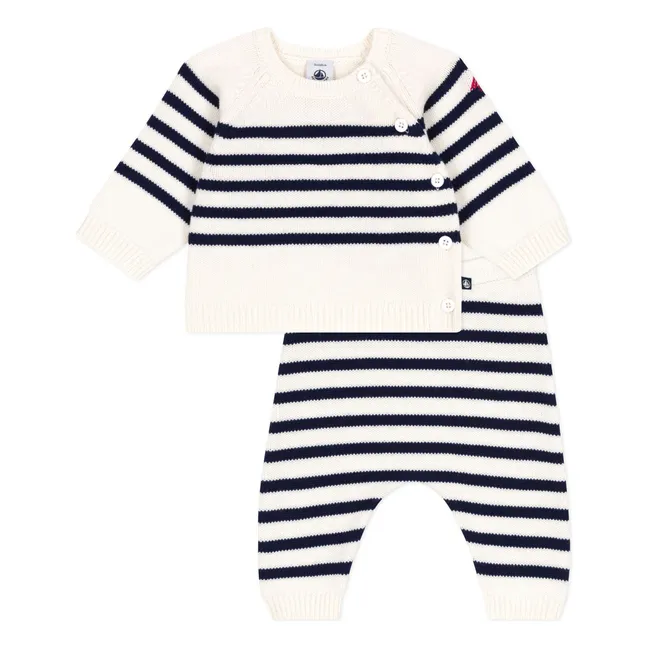 Ensemble Pull et Pantalon Marinière Laine | Ecru