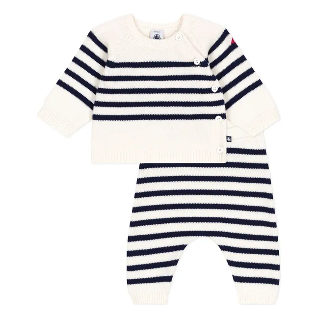 Conjunto de jersey y pantalón marinero de lana | Crudo