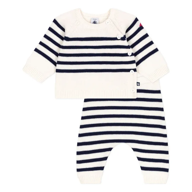 Ensemble Pull et Pantalon Marinière Laine | Ecru