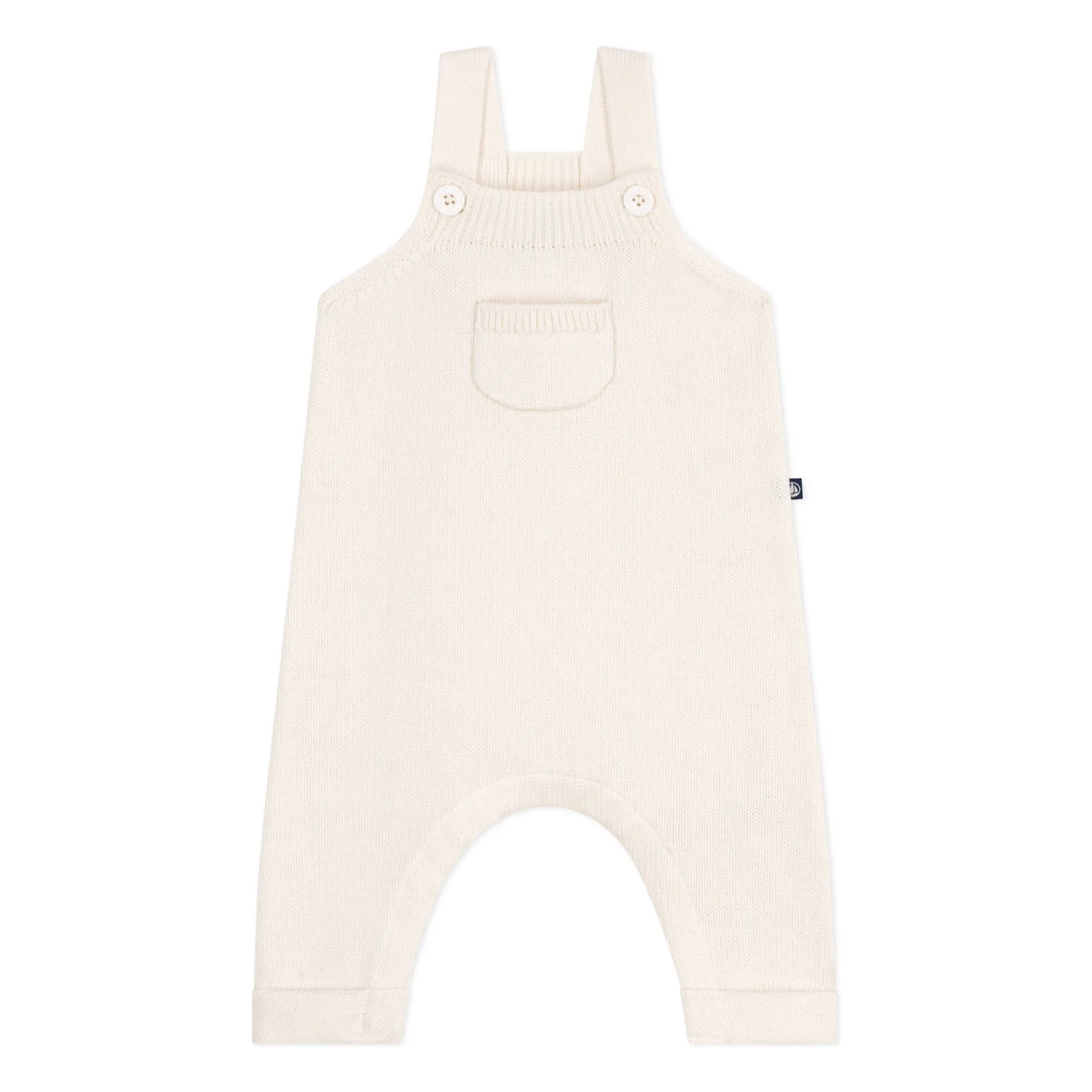 Petit Bateau Ecru Wool Knit Dungarees