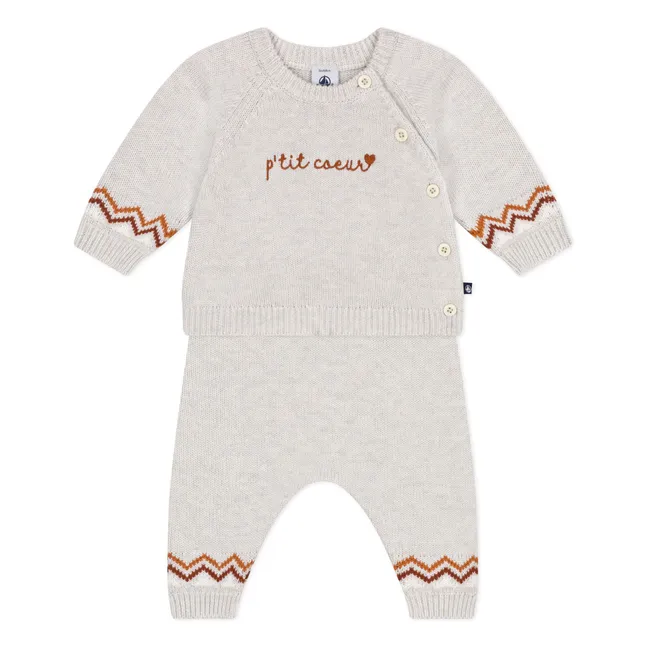 Ensemble Pull et Pantalon P'tit Cœur Laine | Beige chiné
