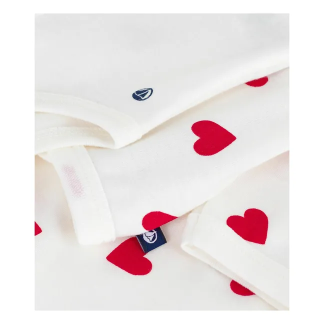 Conjunto de pijama y body de 2 piezas Corazones de algodón ecológico | Blanco