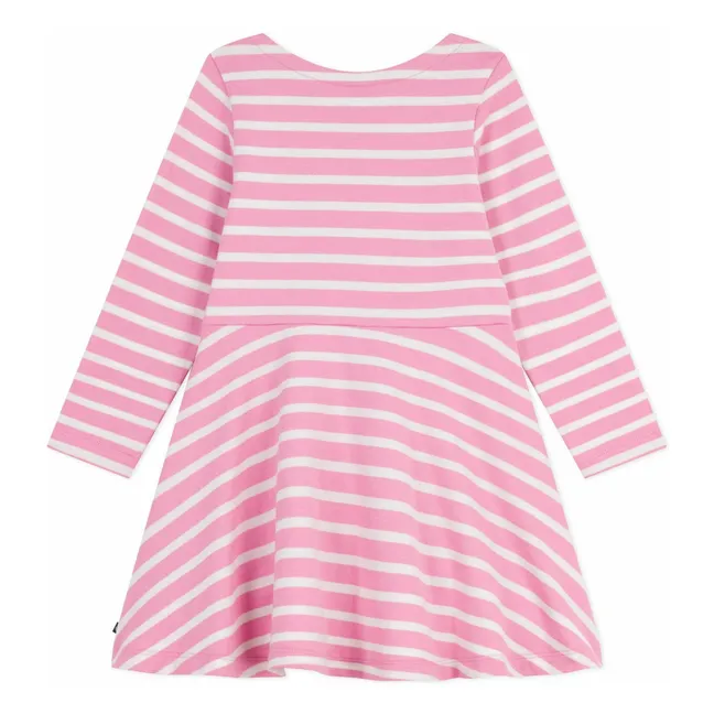 Robe Rayée Jersey Coton Bio | Rose bonbon