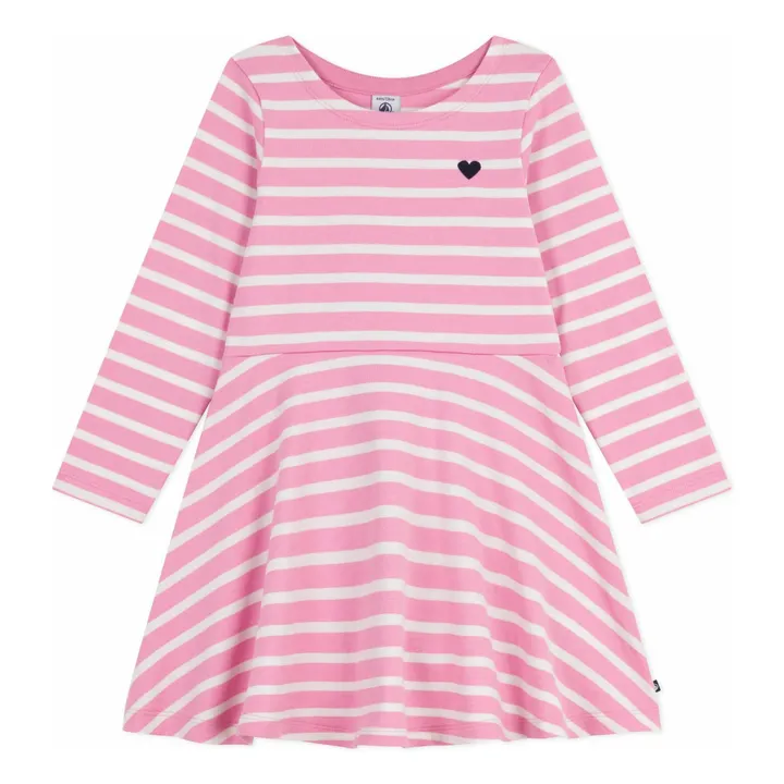 Robe Rayée Jersey Coton Bio | Rose bonbon- Image produit n°0