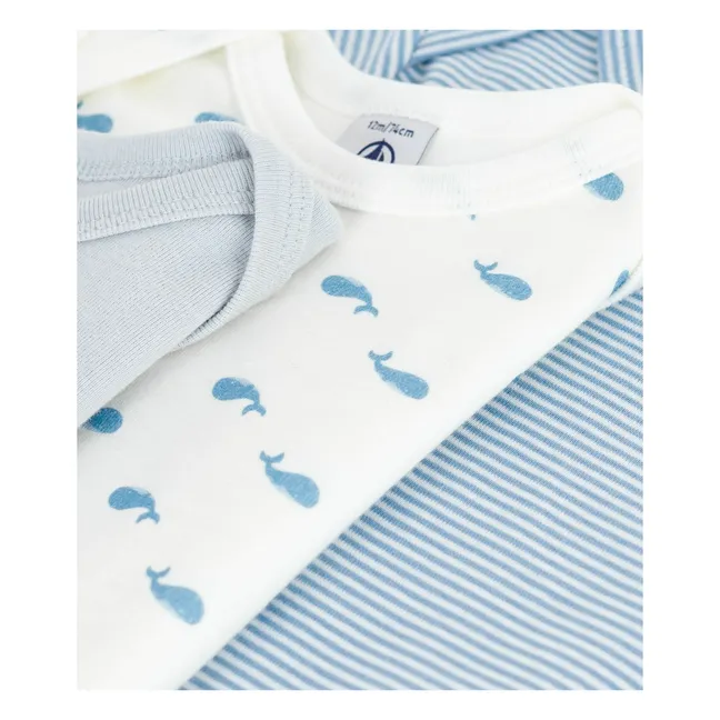 3er-Set Whale Bodies aus Bio-Baumwolle | Blau