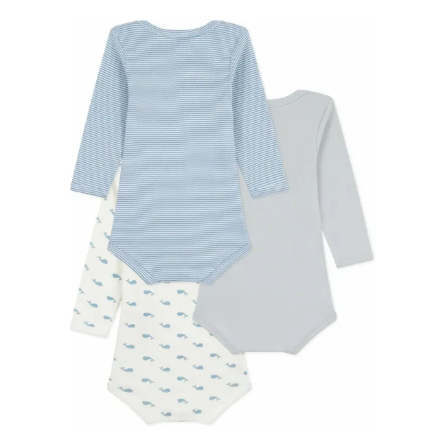 3er-Set Whale Bodies aus Bio-Baumwolle | Blau