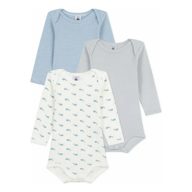 3er-Set Whale Bodies aus Bio-Baumwolle | Blau