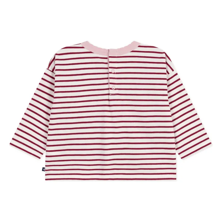 Camiseta de rayas Logo Corazón Algodón orgánico | Burdeos- Imagen del producto n°1