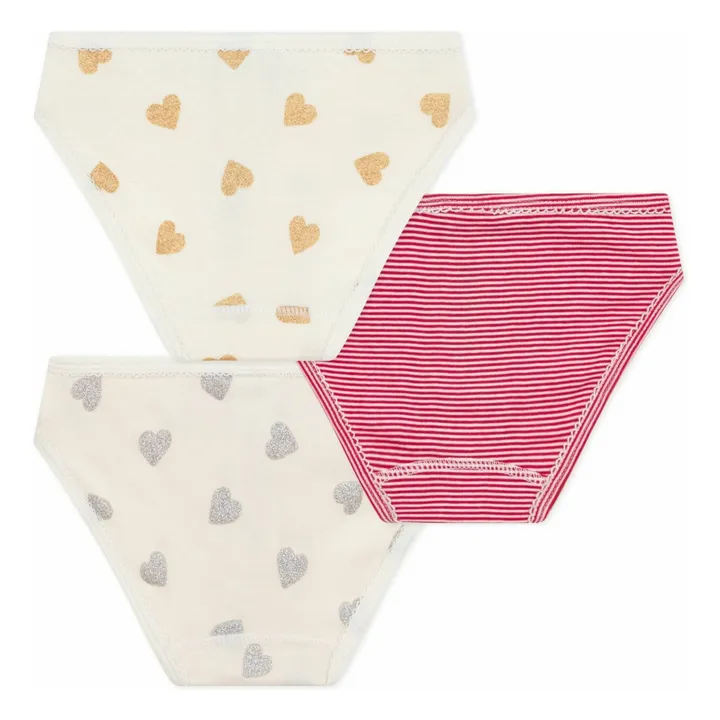 3er Set Glitter Hearts Höschen | Seidenfarben- Produktbild Nr. 1