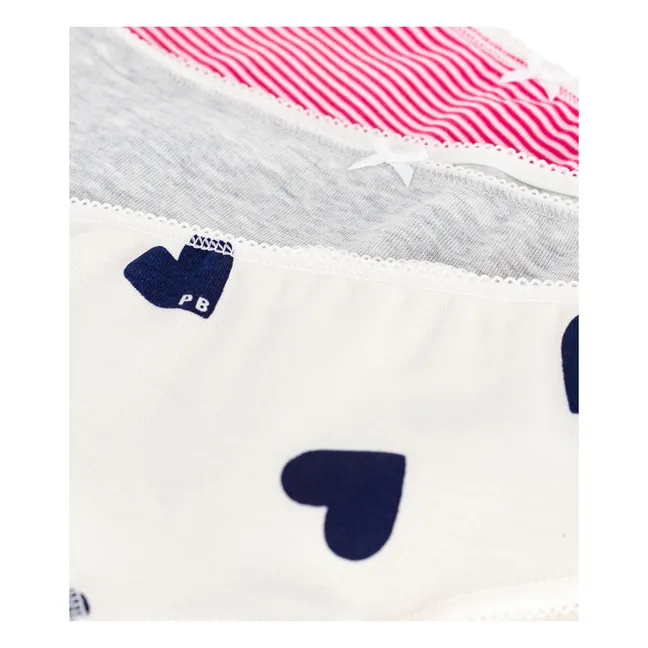 3er-Set gestreifte Shorties | Weiß