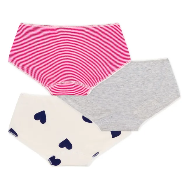 3er-Set gestreifte Shorties | Weiß