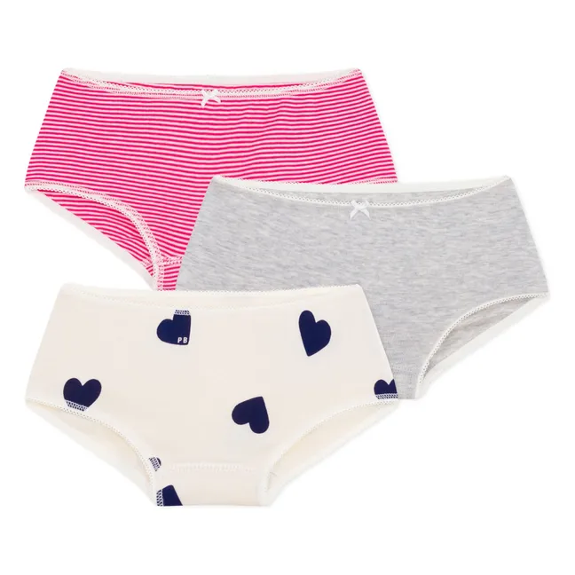 3er-Set gestreifte Shorties | Weiß