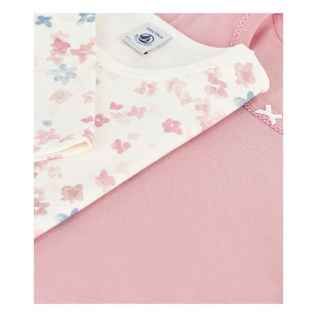 Lot 2 T-shirts Fleuris Coton Bio | Rose