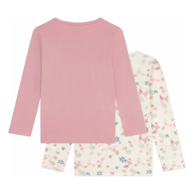 Lot 2 T-shirts Fleuris Coton Bio | Rose