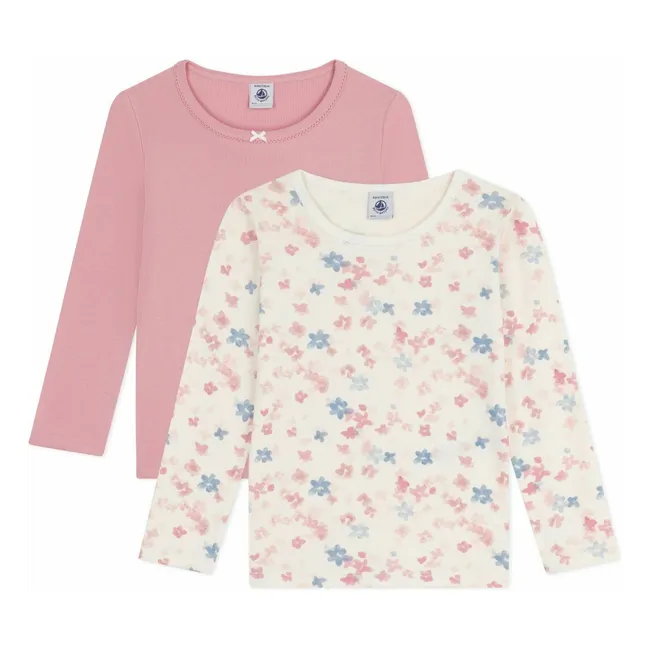 Lot 2 T-shirts Fleuris Coton Bio | Rose