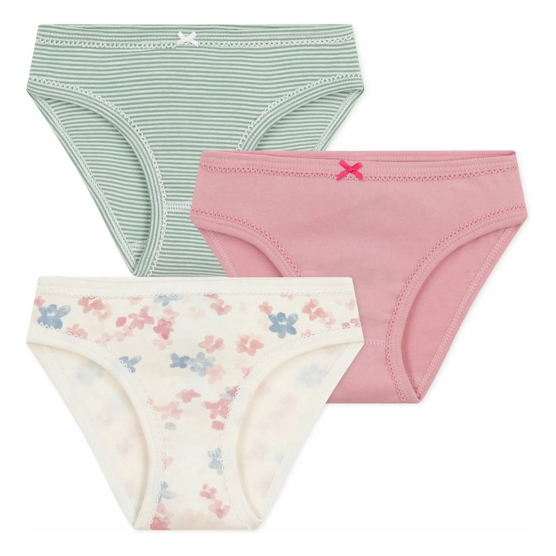 Petit Bateau White Batch 3 Flowered Panties
