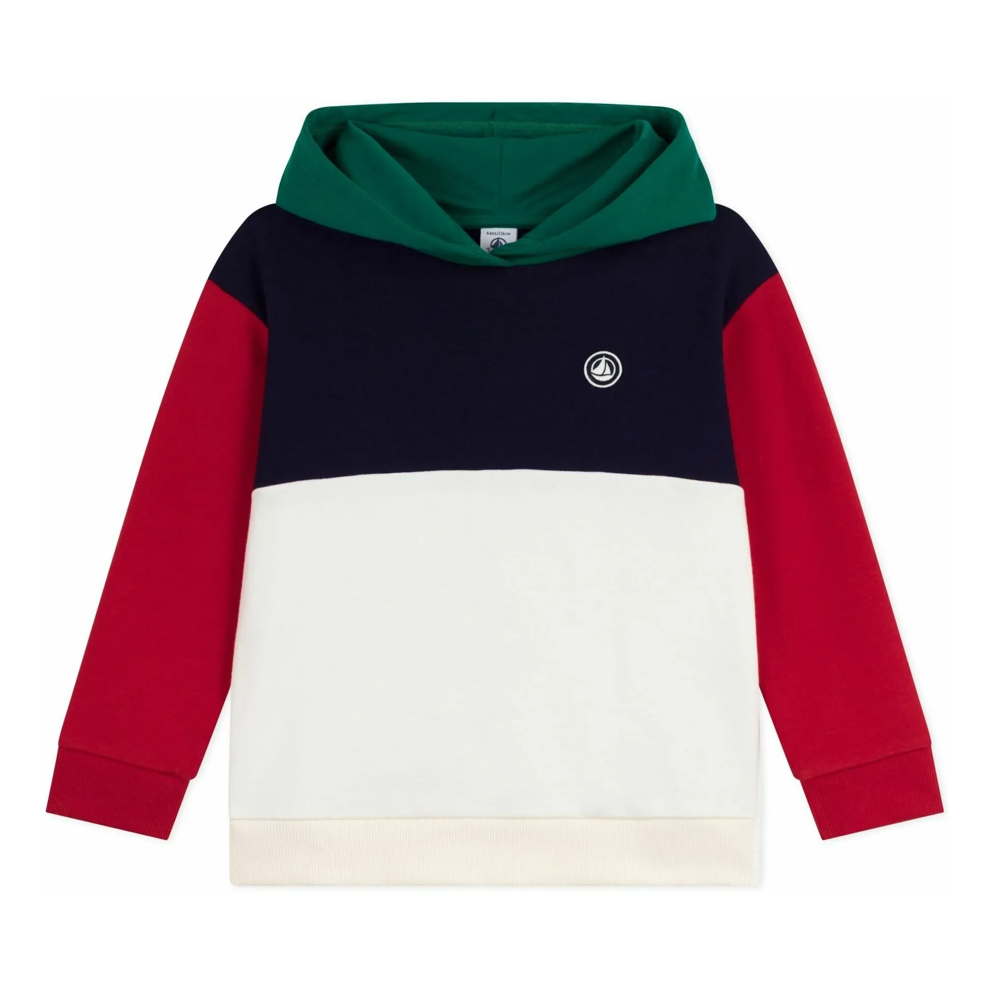 Petit Bateau Ecru Colorblock Logo Sweatshirt