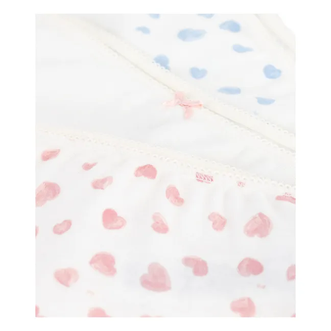Lot 3 Shorties Cœurs Coton Bio | Blanc