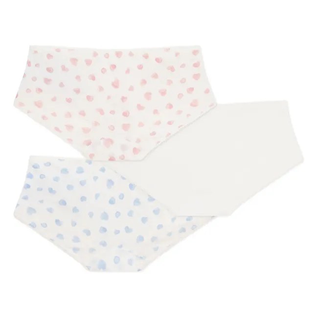 Lot 3 Shorties Cœurs Coton Bio | Blanc