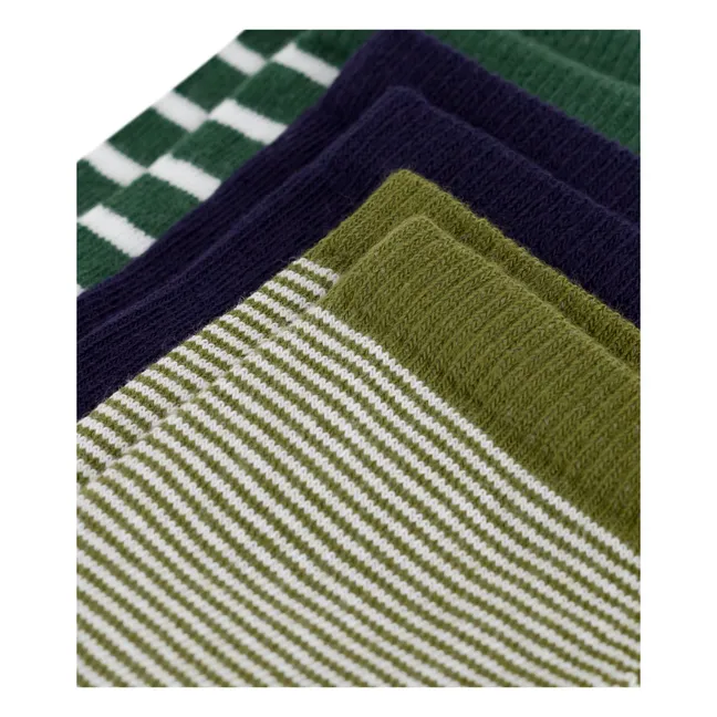 Lot de 3 Paires de Chaussettes Rayées | Vert