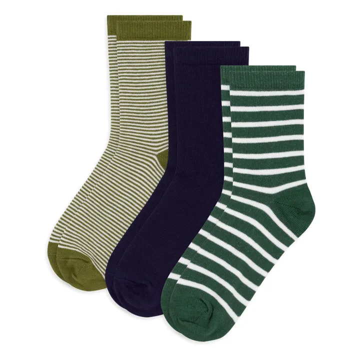 Lote de 3 pares de calcetines a rayas | Verde- Imagen del producto n°0