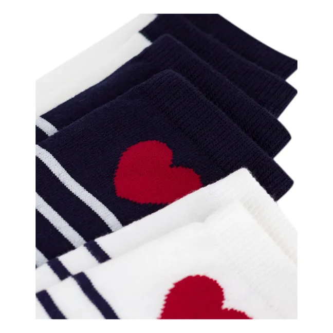 3 Paar gestreifte Socken | Weiß
