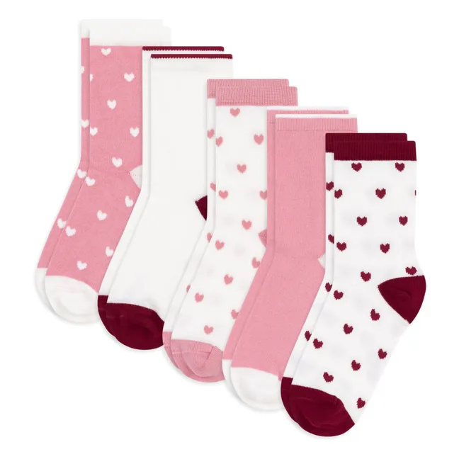 5er-Pack Sockenpaare Herzen | Rosa