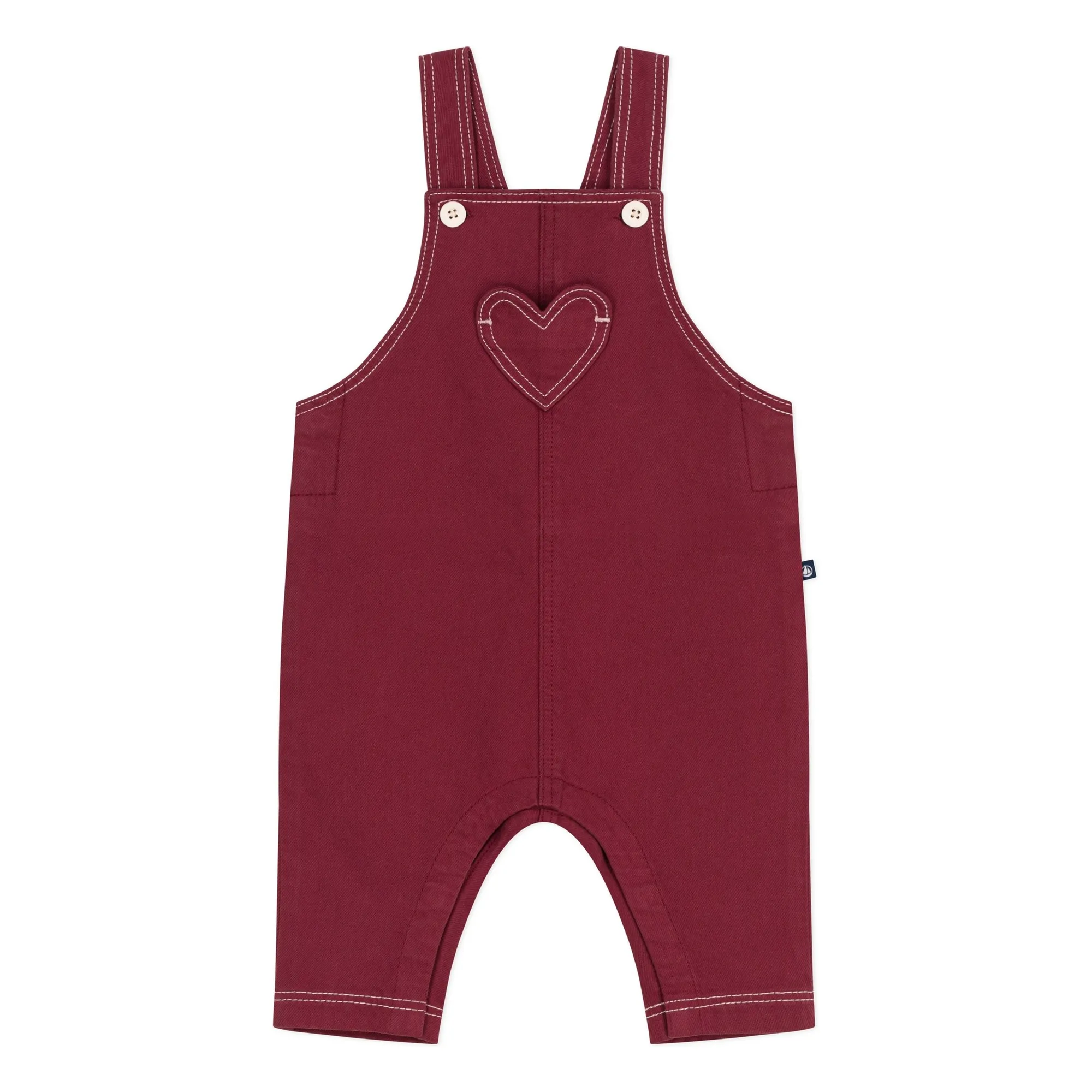 Petit Bateau Burgundy Heart Dungarees