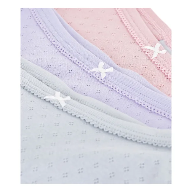 3er-Pack Panties Pointelle Unies Bio-Baumwolle | Rosa