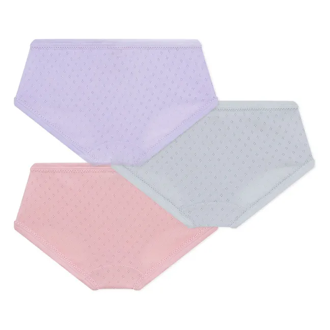 3er-Pack Panties Pointelle Unies Bio-Baumwolle | Rosa