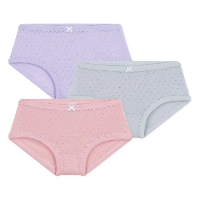 3er-Pack Panties Pointelle Unies Bio-Baumwolle | Rosa