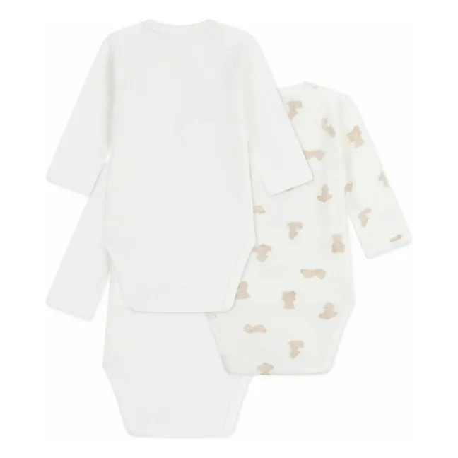 Set of 3 Organic Cotton Teddy Bodies | White