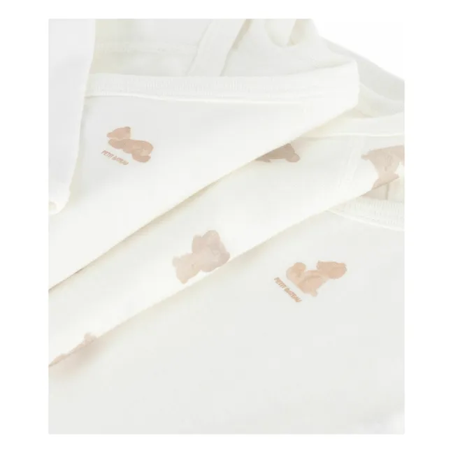 Set of 3 Organic Cotton Teddy Bodies | White