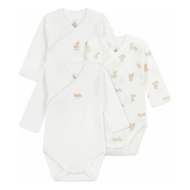 Lot 3 Bodies Oursons Coton Bio | Blanc