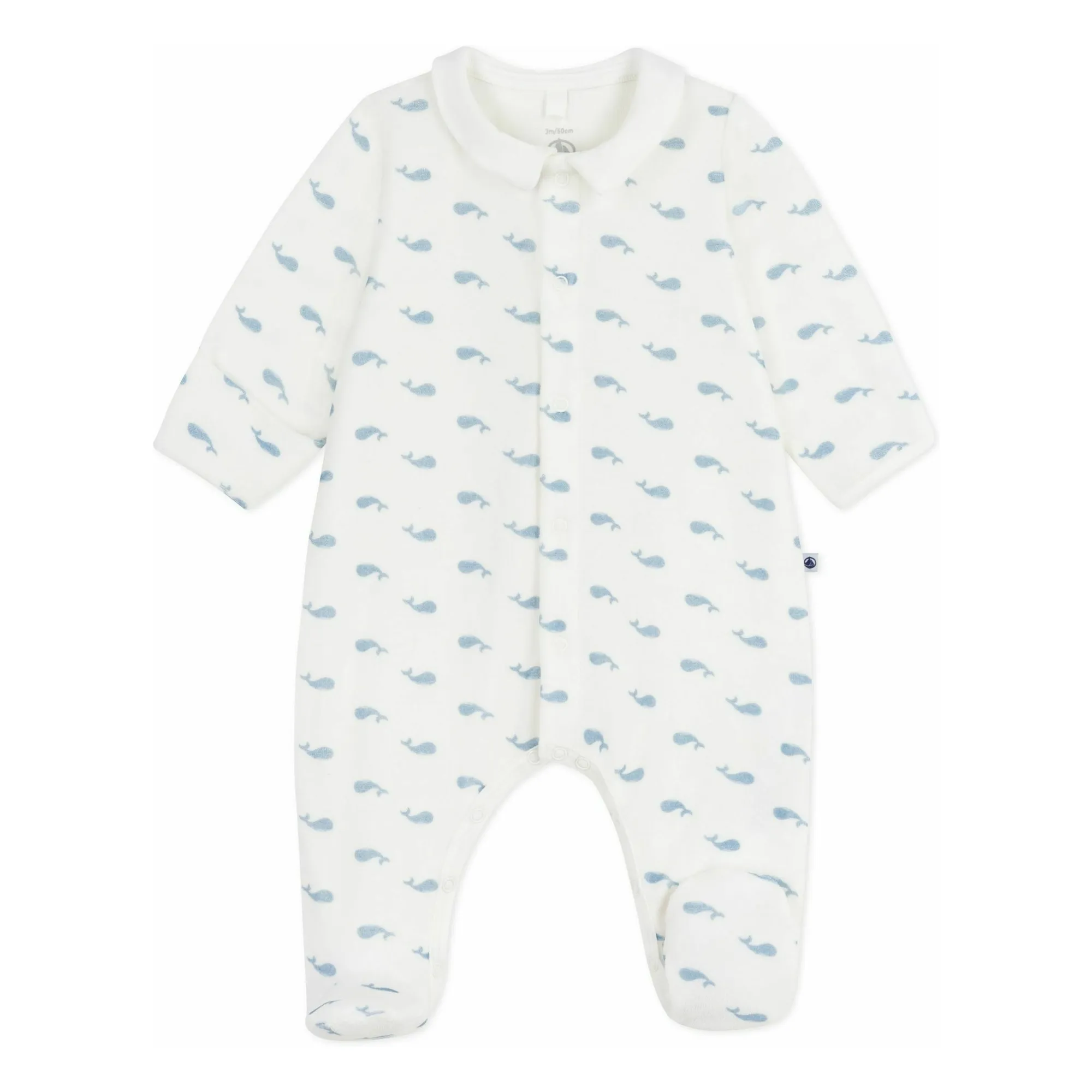 Petit Bateau White Pyjamas Dors Bien Col Baleines Organic Cotton