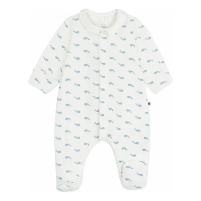 Pyjama Dors Bien Col Baleines Coton Bio | Blanc