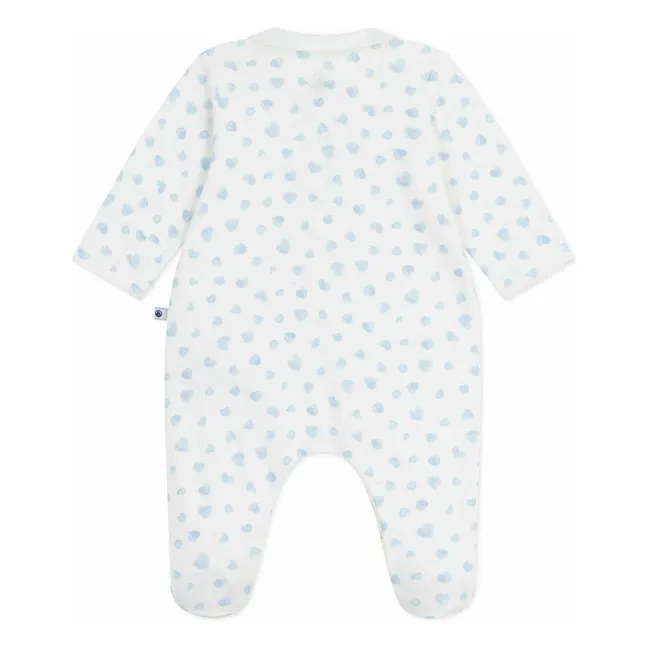 Pyjama Dors Bien Col Cœurs Coton Bio | Blanc