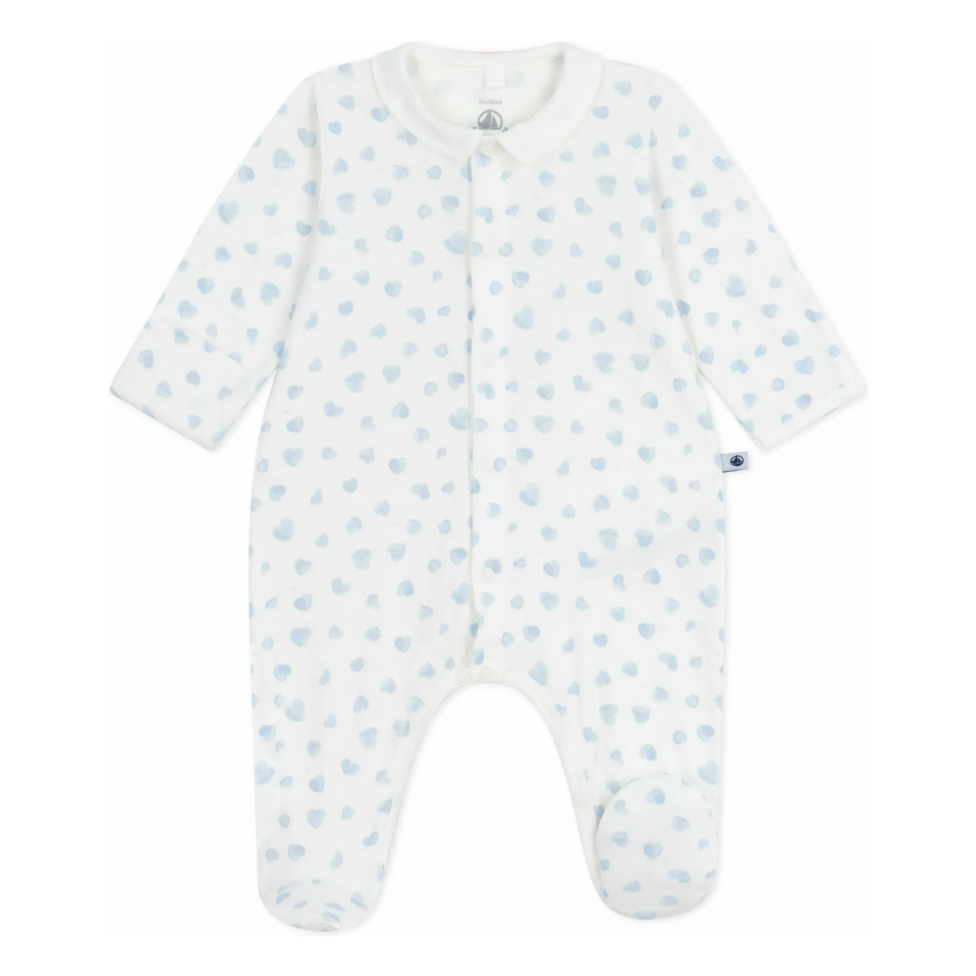 Petit Bateau White Pyjamas Dors Bien Col Cœurs Organic Cotton